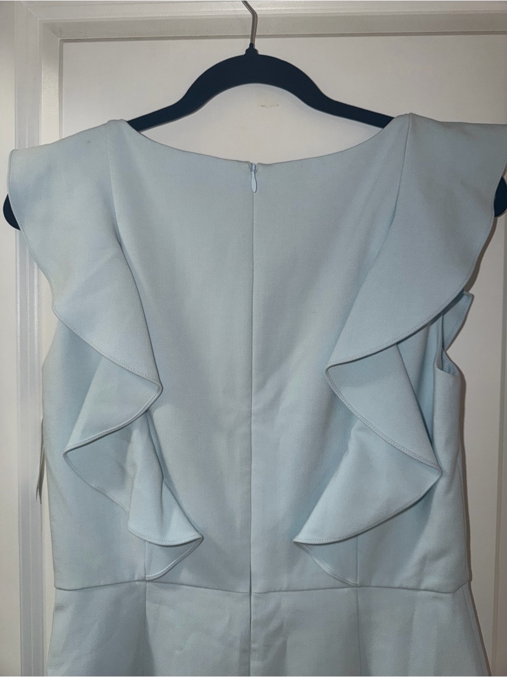French Connection Pale Blue Ruffle-Front Mini Dress - Picture 8 of 9